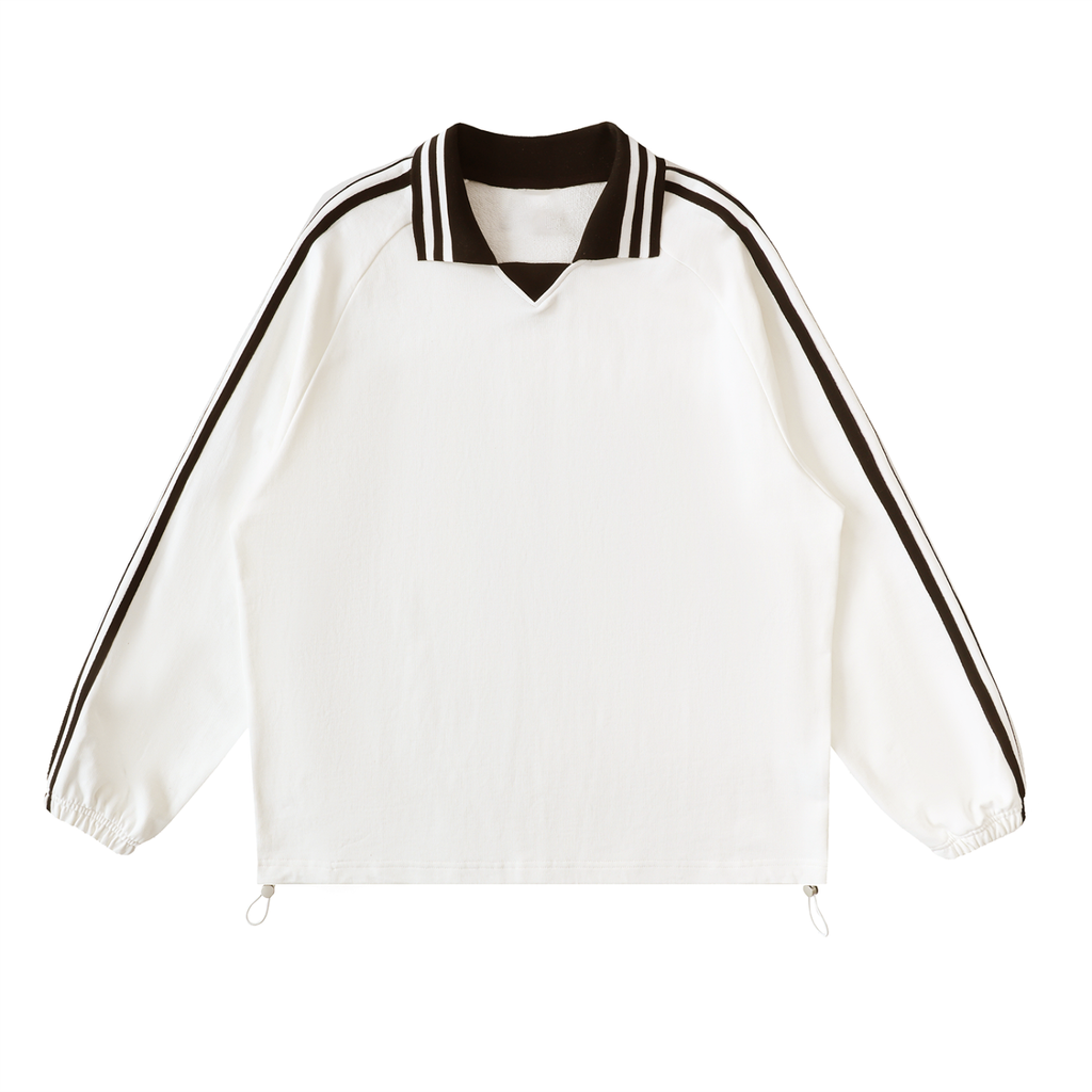 Karol's Empanadas Contrast Striped Lapel Collar Sweatshirt
