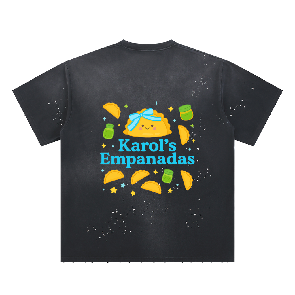 Empanada Hand-Frayed Sunfade Paint Splatter T-Shirt
