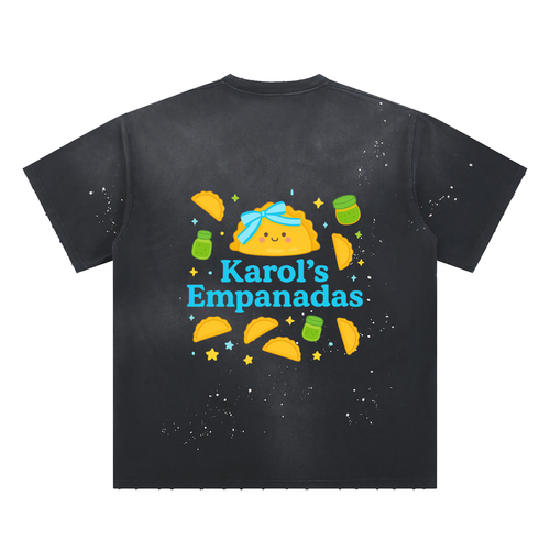 Empanada Hand-Frayed Sunfade Paint Splatter T-Shirt