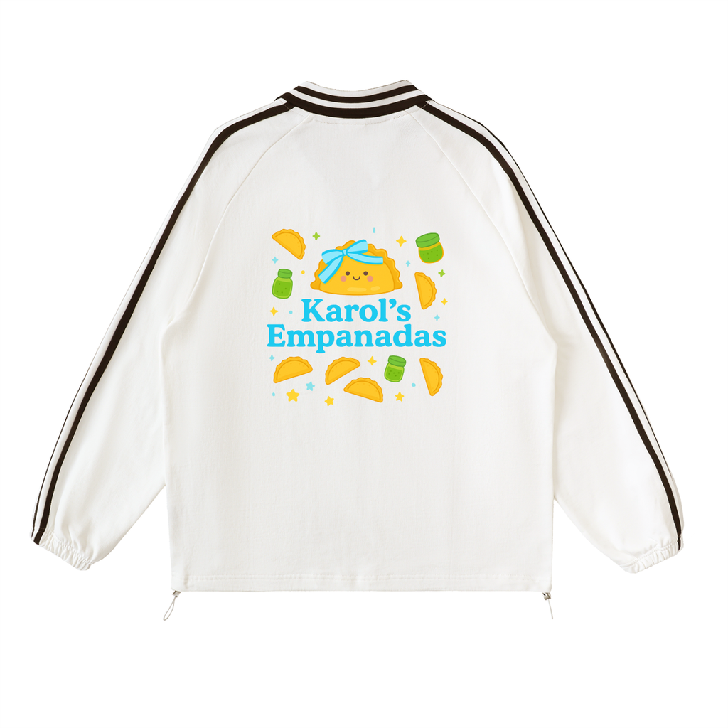 Karol's Empanadas Contrast Striped Lapel Collar Sweatshirt
